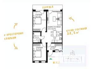 Таунхаус 78м², 1-этажный, участок 1 сот.