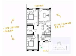 Таунхаус 78м², 1-этажный, участок 2 сот.