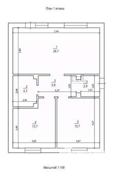 Дом 74м², 1-этажный, участок 5 сот.