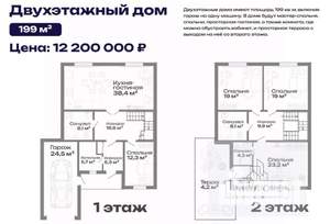 Дом 199м², 2-этажный, участок 5 сот.