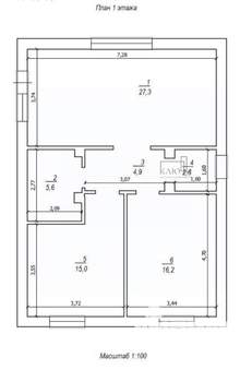 Дом 74м², 1-этажный, участок 4 сот.  