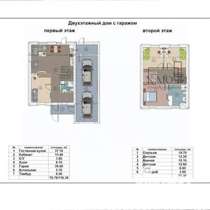 Дом 189м², 2-этажный, участок 5 сот.  