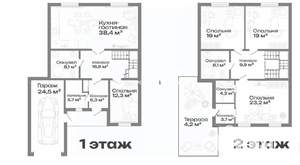 Дом 199м&sup2;, 2-этажный, участок 8 сот.  