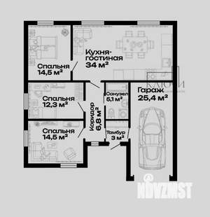 Дом 115м², 1-этажный, участок 5 сот.  