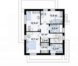 Дом 127м², 2-этажный, участок 5 сот.  