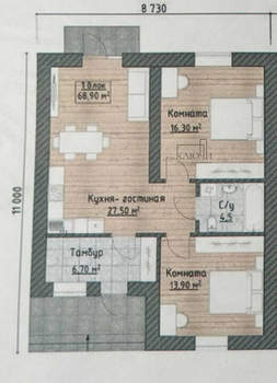Дом 100м², 1-этажный, участок 2 сот.  