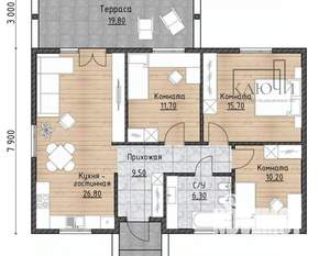 Дом 82м², 1-этажный, участок 4 сот.  