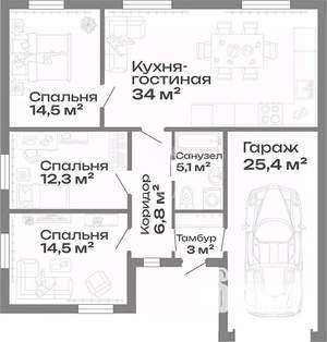 Дом 114м², 2-этажный, участок 5 сот.  