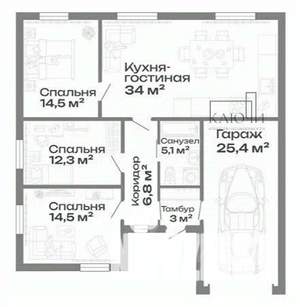 Дом 114м², 1-этажный, участок 5 сот.  