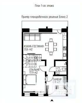 Таунхаус 123м&sup2;, 2-этажный, участок 2 сот.  