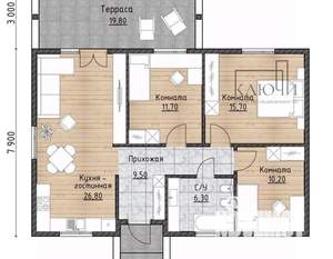 Дом 82м², 1-этажный, участок 4 сот.  