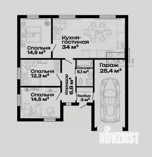 Дом 116м², 1-этажный, участок 5 сот.  