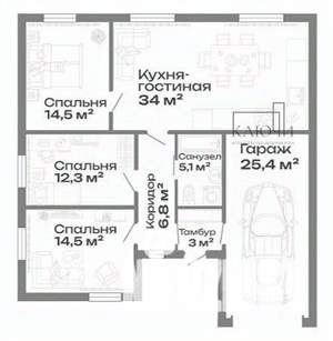 Дом 116м², 1-этажный, участок 5 сот.  