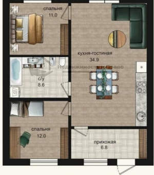 Дом 78м&sup2;, 2-этажный, участок 2 сот.  