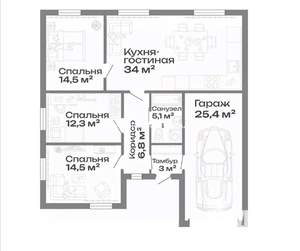 Дом 116м², 1-этажный, участок 5 сот.  