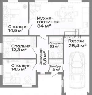 Дом 116м², 1-этажный, участок 5 сот.  