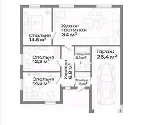 Дом 116м², 1-этажный, участок 5 сот.  