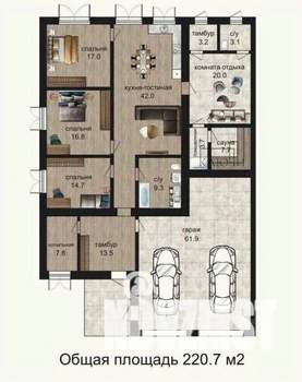 Дом 221м², 2-этажный, участок 4 сот.  