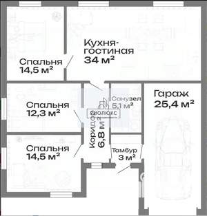 Дом 116м², 1-этажный, участок 5 сот.  