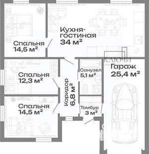 Дом 116м², 1-этажный, участок 5 сот.  
