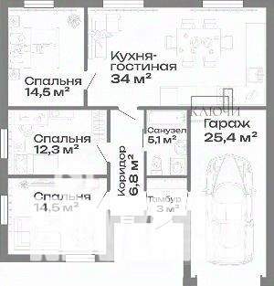 Дом 116м², 1-этажный, участок 5 сот.  