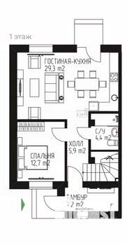 Таунхаус 150м², 2-этажный, участок 3 сот.  