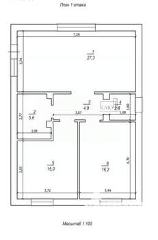 Дом 74м², 1-этажный, участок 4 сот.  