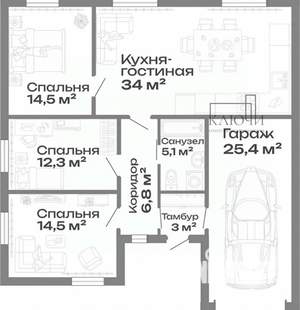 Дом 116м², 1-этажный, участок 5 сот.  