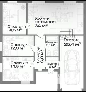 Дом 115м², 1-этажный, участок 5 сот.  