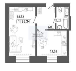 1-к квартира, вторичка, 39м2, 3/9 этаж