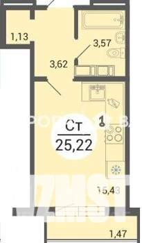 Студия квартира, вторичка, 25м2, 5/16 этаж