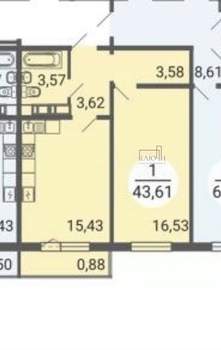 1-к квартира, вторичка, 44м2, 10/14 этаж