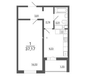1-к квартира, вторичка, 37м2, 9/14 этаж