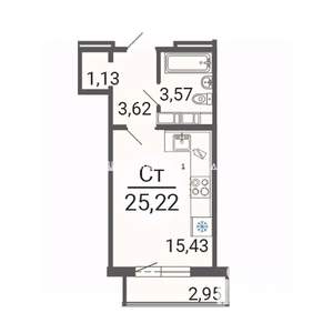 Студия квартира, вторичка, 25м2, 13/14 этаж