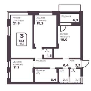 3-к квартира, вторичка, 87м2, 5/17 этаж