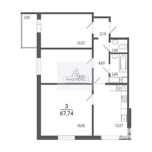 3-к квартира, вторичка, 68м2, 3/14 этаж