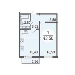 1-к квартира, вторичка, 44м2, 8/14 этаж