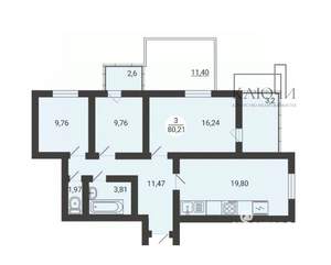 3-к квартира, вторичка, 85м2, 2/3 этаж