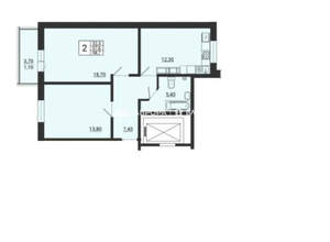 2-к квартира, вторичка, 58м2, 8/10 этаж