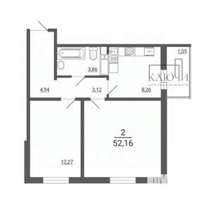 2-к квартира, вторичка, 61м2, 2/14 этаж