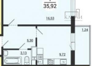 1-к квартира, строящийся дом, 36м2, 2/14 этаж
