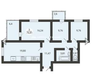 3-к квартира, вторичка, 77м2, 1/3 этаж