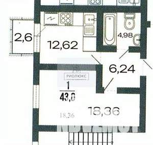 1-к квартира, вторичка, 43м2, 2/3 этаж