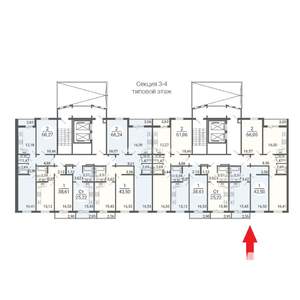 1-к квартира, вторичка, 44м2, 8/14 этаж