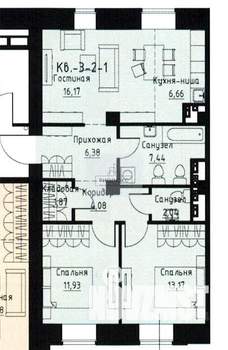 3-к квартира, вторичка, 70м2, 2/4 этаж