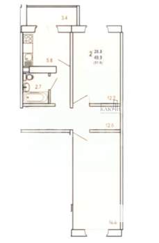 2-к квартира, вторичка, 51м2, 8/10 этаж