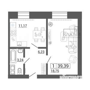 1-к квартира, вторичка, 39м2, 5/10 этаж