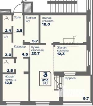 3-к квартира, строящийся дом, 87м2, 2/10 этаж