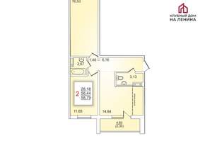 2-к квартира, вторичка, 59м2, 9/10 этаж