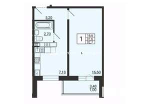 1-к квартира, вторичка, 33м2, 5/10 этаж